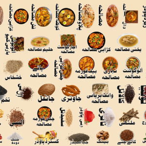 Kitchen Special Spice Stickers – Waterproof | Urdu Regular Size